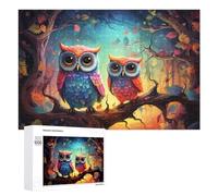 1000 PCS Jigsaw Puzzle for Adults Autumn Owls in Enchanted Forest Puzzle for Adults Fun Games Staycation Kill Time Birthday And Unique Gifts 1000 PCS