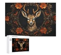1000 PCS Jigsaw Puzzle for Adults Autumnal Deer Wreath Artwork Puzzle for Adults Fun Games Staycation Kill Time Birthday And Unique Gifts 1000 PCS