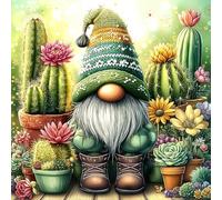 1000 PCS Jigsaw Puzzle for Adults - Cactus Succulent Garden Puzzle, Cute Knitted Gnome with Blooming Cacti & Succulents, Whimsical Nature Art Puzzle (Gnome)