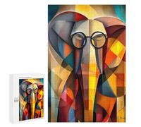 1000 PCS Jigsaw Puzzle for Adults Charming Elephant - Cubist Scholar with Glasses Adult Jigsaw Puzzle Brain Teaser Game Stress Reliever Unique Gifts for Birthday And Christmas 1000 PCS