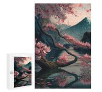 1000 PCS Jigsaw Puzzle for Adults, Cherry Blossom Reflections Artwork, A Relaxing Challenge for Adult Puzzle Enthusiasts, for Indoor Play