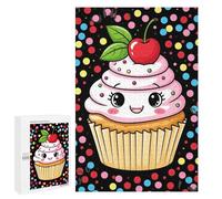 1000 PCS Jigsaw Puzzle for Adults Cute Kawaii Cupcake with Cherry Topping Adult Jigsaw Puzzle Brain Teaser Game Stress Reliever Unique Gifts for Birthday And Christmas 1000 PCS