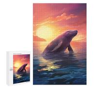 1000 PCS Jigsaw Puzzle for Adults Dolphin Sunset Adult Jigsaw Puzzle Brain Teaser Game Stress Reliever Unique Gifts for Birthday And Christmas 1000 PCS