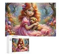 1000 PCS Jigsaw Puzzle for Adults, Enchanted Forest with Girl And Puppy Artwork, A Relaxing Challenge for Adult Puzzle Enthusiasts, at Home