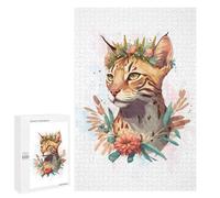 1000 PCS Jigsaw Puzzle for Adults Floral Bengal Cat Painting Puzzles for Adults Brain Teaser Game Improve Memory Birthday And Unique Gifts 1000 PCS
