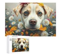 1000 PCS Jigsaw Puzzle for Adults Floral Crowned Dog Portrait Puzzle for Adults Fun Games Staycation Kill Time Birthday And Unique Gifts 1000 PCS