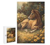 1000 PCS Jigsaw Puzzle for Adults, Foal Resting Among Flowers Artwork, Versatile Leisure for Adults Who Enjoy Jigsaws, for Indoor Play
