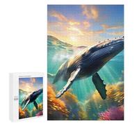 1000 PCS Jigsaw Puzzle for Adults Humpback Whale Swimming Adult Jigsaw Puzzle Brain Teaser Game Stress Reliever Unique Gifts for Birthday And Christmas 1000 PCS