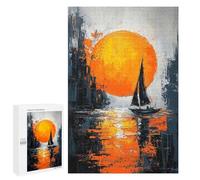 1000 PCS Jigsaw Puzzle for Adults Impression Sunrise Contemporary Reimagining in Expressionist Style Adult Jigsaw Puzzle Brain Teaser Game Stress Reliever Unique Gifts for Birthday And Christmas 1000