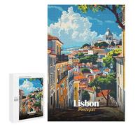 1000 PCS Jigsaw Puzzle for Adults, Lisbon, Portugal Cityscape Illustration Artwork, A Relaxing Challenge for Adult Puzzle Enthusiasts, for Family Nights