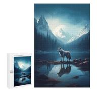1000 PCS Jigsaw Puzzle for Adults, Lonely Wolf in A Lake Artwork, A Rewarding Pastime for Dedicated Jigsaw Fans, for Quiet Evenings