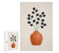 1000 PCS Jigsaw Puzzle for Adults, Minimalist Scandinavian Botanical Orange Vase Artwork, A Relaxing Challenge for Adult Puzzle Enthusiasts, for Cosy Nights