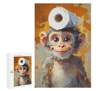 1000 PCS Jigsaw Puzzle for Adults, Monkey with Toilet Paper Hat Artwork, A Relaxing Challenge for Adult Puzzle Enthusiasts, for Indoor Play