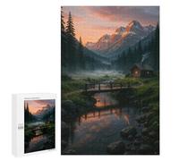 1000 PCS Jigsaw Puzzle for Adults Mountain Cabin at Sunset Jigsaws for Adults Anti-Stress Toys A Work of Art Unique Gifts for Birthday And Christmas 1000 PCS