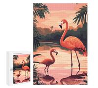 1000 PCS Jigsaw Puzzle for Adults, Pink Flamingos Sunset Artwork, A Thoughtful Gift Idea for Adults Who Enjoy Puzzles, for Cosy Nights