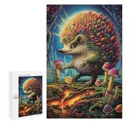 1000 PCS Jigsaw Puzzle for Adults Rainbow Hedgehog in Fantasy Forest Puzzle for Adults Fun Games Staycation Kill Time Birthday And Unique Gifts 1000 PCS