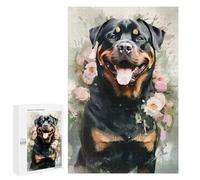 1000 PCS Jigsaw Puzzle for Adults Rottweiler Dog Watercolor Puzzles for Adults Brain Teaser Game Improve Memory Birthday And Unique Gifts 1000 PCS