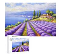 1000 PCS Jigsaw Puzzle for Adults, Seaside Lavender Field Artwork, A Relaxing Challenge for Adult Puzzle Enthusiasts, for Cosy Nights