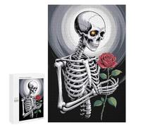 1000 PCS Jigsaw Puzzle for Adults Skeleton with Rose Digital Art Adult Jigsaw Puzzle Brain Teaser Game Stress Reliever Unique Gifts for Birthday And Christmas 1000 PCS