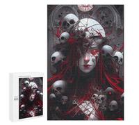 1000 PCS Jigsaw Puzzle for Adults, Skulls And Red Veins Artwork, A Rewarding Pastime for Dedicated Jigsaw Fans, for Family Nights