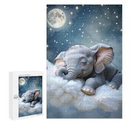 1000 PCS Jigsaw Puzzle for Adults Sleeping Baby Elephant on Cloud Adult Jigsaw Puzzle Brain Teaser Game Stress Reliever Unique Gifts for Birthday And Christmas 1000 PCS