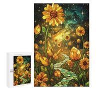 1000 PCS Jigsaw Puzzle for Adults, Stained Glass Sunflower Galaxy Artwork, Screen-free Entertainment for Adults And Families, for Indoor Play