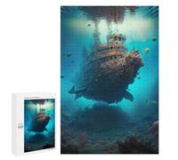 1000 PCS Jigsaw Puzzle for Adults, Sunken Ship Coral Reef Artwork, A Rewarding Pastime for Dedicated Jigsaw Fans, for Creative Downtime