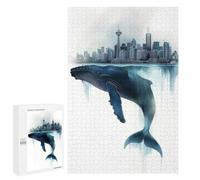 1000 PCS Jigsaw Puzzle for Adults Whale And Cityscape Adult Jigsaw Puzzle Brain Teaser Game Stress Reliever Unique Gifts for Birthday And Christmas 1000 PCS
