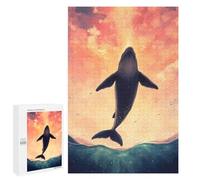 1000 PCS Jigsaw Puzzle for Adults Whale Leaping Sunset Adult Jigsaw Puzzle Brain Teaser Game Stress Reliever Unique Gifts for Birthday And Christmas 1000 PCS