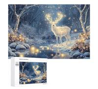 1000 PCS Jigsaw Puzzle for Adults, White Deer in Snowy Forest Artwork, Classic Jigsaw Entertainment for The Home, for Indoor Play