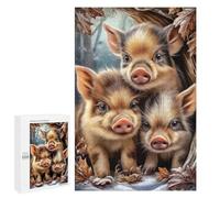1000 PCS Jigsaw Puzzle for Adults Wild Boar Piglets in Winter Scene Jigsaws for Adults Anti-Stress Toys A Work of Art Unique Gifts for Birthday And Christmas 1000 PCS