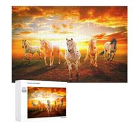 1000 PCS Jigsaw Puzzle for Adults Wild Horses at Sunset Puzzle for Adults Fun Games Staycation Kill Time Birthday And Unique Gifts 1000 PCS