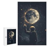1000 PCS Jigsaw Puzzle for Teenagers Astronaut Reaching for The Moon Jigsaw Puzzles for Adults Analysis And Logic Every Piece Is Unique - Brainteaser Family Games 1000 PCS