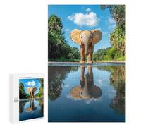 1000 PCS Jigsaw Puzzle for Teenagers Baby Elephant Reflection Jigsaws for Adults Puzzle Difficult Challenge Fun Activities at Home Great Gift for Gaming 1000 PCS