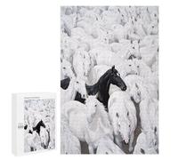 1000 PCS Jigsaw Puzzle for Teenagers Black Horse Among White Ones-1 Jigsaws for Adults Puzzle Difficult Challenge Fun Activities at Home Great Gift for Gaming 1000 PCS