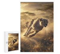 1000 PCS Jigsaw Puzzle for Teenagers Cheetah Running in Savannah -1 Jigsaws for Adults Puzzle Difficult Challenge Fun Activities at Home Great Gift for Gaming 1000 PCS