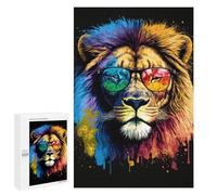 1000 PCS Jigsaw Puzzle for Teenagers Colorful Lion Sunglasses Art Print Jigsaws for Adults Puzzle Difficult Challenge Fun Activities at Home Great Gift for Gaming 1000 PCS