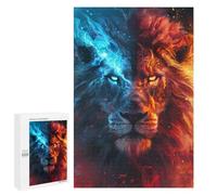 1000 PCS Jigsaw Puzzle for Teenagers Fire & Ice Lion Art Print -7 Jigsaws for Adults Puzzle Difficult Challenge Fun Activities at Home Great Gift for Gaming 1000 PCS