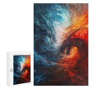 1000 PCS Jigsaw Puzzle for Teenagers Fire Vs. Ice Dragons Artwork Jigsaw Puzzles for Adults Analysis And Logic Every Piece Is Unique - Brainteaser Family Games 1000 PCS