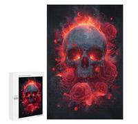 1000 PCS Jigsaw Puzzle for Teenagers Flaming Skull Roses Art Print Jigsaw Puzzles for Adults Analysis And Logic Every Piece Is Unique - Brainteaser Family Games 1000 PCS