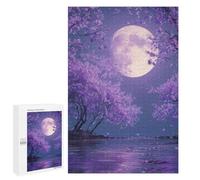 1000 PCS Jigsaw Puzzle for Teenagers Full Moon Purple Blossom Night Jigsaws for Adults Puzzle Difficult Challenge Fun Activities at Home Great Gift for Gaming 1000 PCS