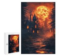 1000 PCS Jigsaw Puzzle for Teenagers Haunting Full Moon Night Scene Jigsaws for Adults Puzzle Difficult Challenge Fun Activities at Home Great Gift for Gaming 1000 PCS