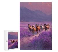 1000 PCS Jigsaw Puzzle for Teenagers Horses Running in Lavender Field Jigsaw Puzzles for Adults Analysis And Logic Every Piece Is Unique - Brainteaser Family Games 1000 PCS
