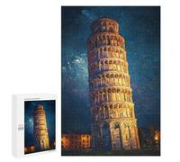 1000 PCS Jigsaw Puzzle for Teenagers Leaning Tower of Pisa Night View Jigsaws for Adults Puzzle Difficult Challenge Fun Activities at Home Great Gift for Gaming 1000 PCS