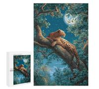 1000 PCS Jigsaw Puzzle for Teenagers Moonlit Jungle Leopard Rest Jigsaws for Adults Puzzle Difficult Challenge Fun Activities at Home Great Gift for Gaming 1000 PCS