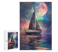 1000 PCS Jigsaw Puzzle for Teenagers Moonlit Serenity Sailing Jigsaws for Adults Puzzle Difficult Challenge Fun Activities at Home Great Gift for Gaming 1000 PCS