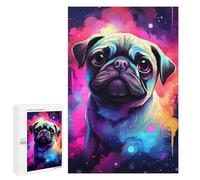 1000 PCS Jigsaw Puzzle for Teenagers Neon Pug Pop Art Print Jigsaws for Adults Puzzle Difficult Challenge Fun Activities at Home Great Gift for Gaming 1000 PCS