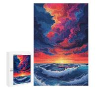 1000 PCS Jigsaw Puzzle for Teenagers Ocean Sunset Waves Art Print-1 Jigsaws for Adults Puzzle Difficult Challenge Fun Activities at Home Great Gift for Gaming 1000 PCS