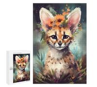 1000 PCS Jigsaw Puzzle for Teenagers Painted Wild Cat with Flowers Jigsaw Puzzles for Adults Analysis And Logic Every Piece Is Unique - Brainteaser Family Games 1000 PCS