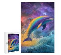 1000 PCS Jigsaw Puzzle for Teenagers Rainbow Dolphin Ocean Wave Art Print Jigsaws for Adults Puzzle Difficult Challenge Fun Activities at Home Great Gift for Gaming 1000 PCS